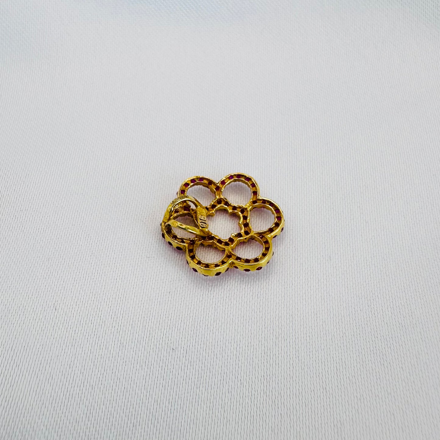 22k solid gold studded flower charms pendant only