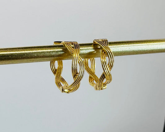 22k solid gold twisted hoops