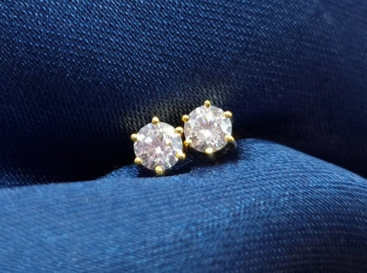 22k solid gold earrings with white cubic zirconia