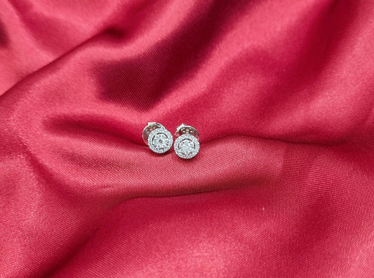 18k white gold real diamond earrings