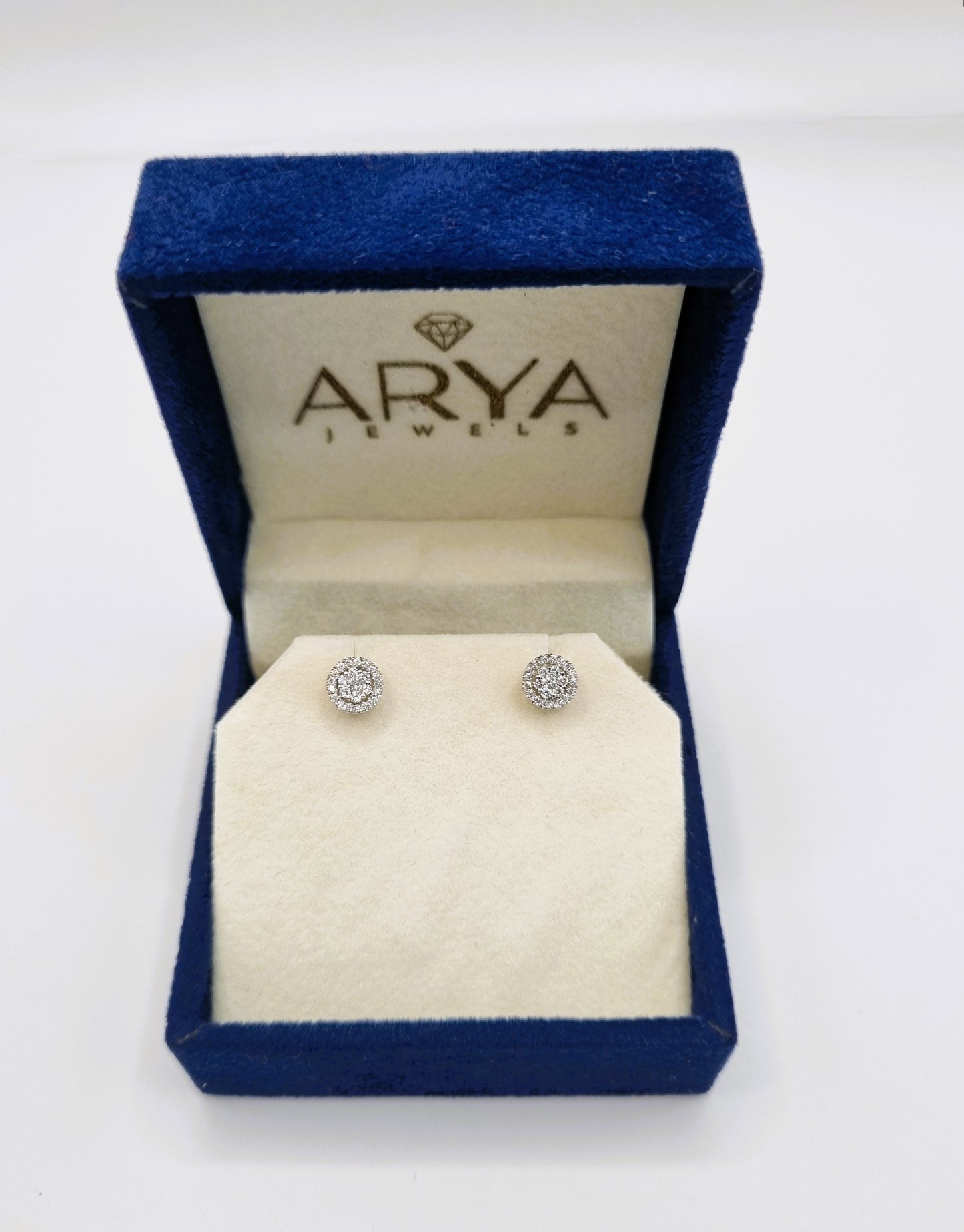 18k white gold real diamond earrings