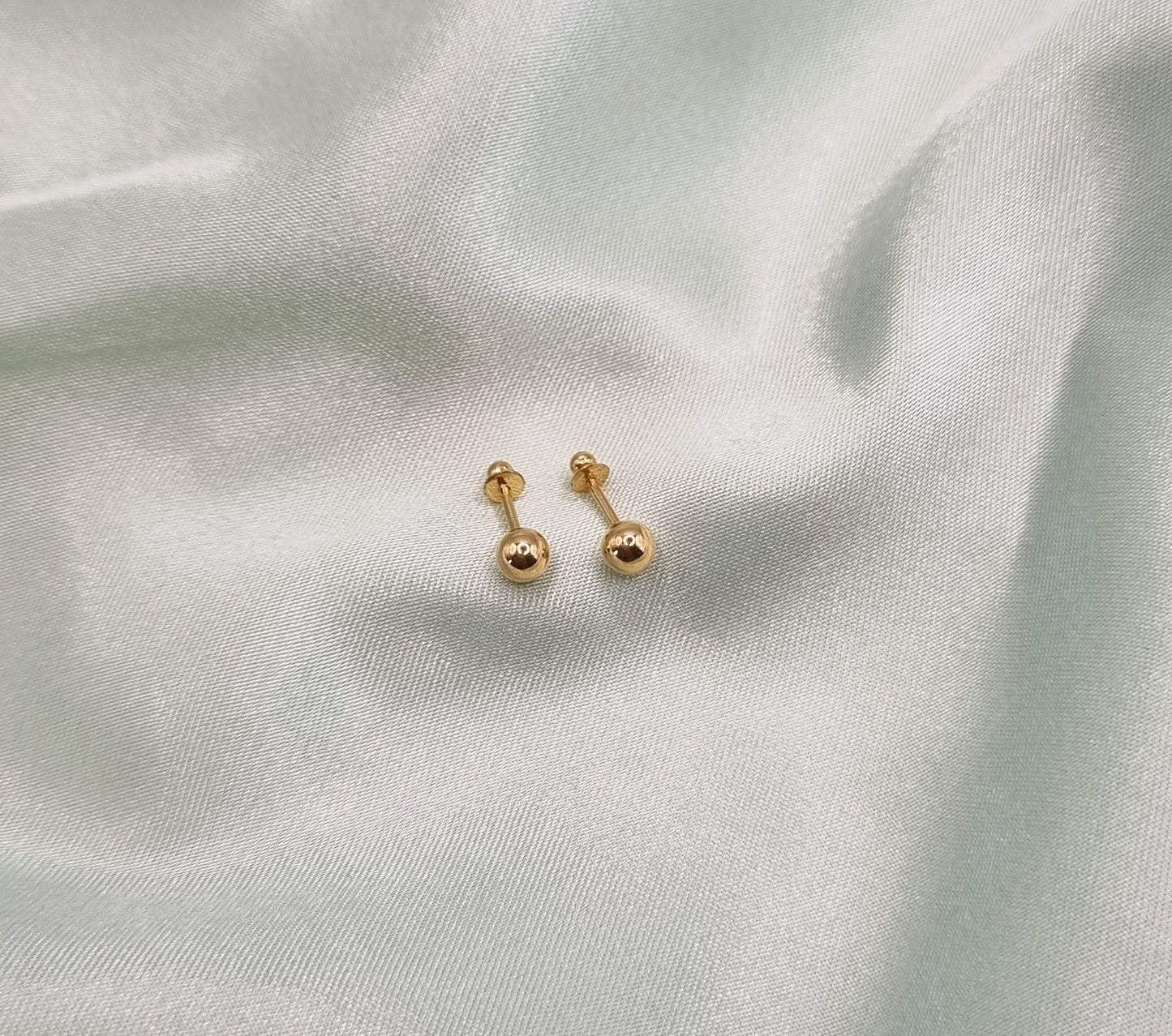 22k solid gold ball earrings, globe earstud