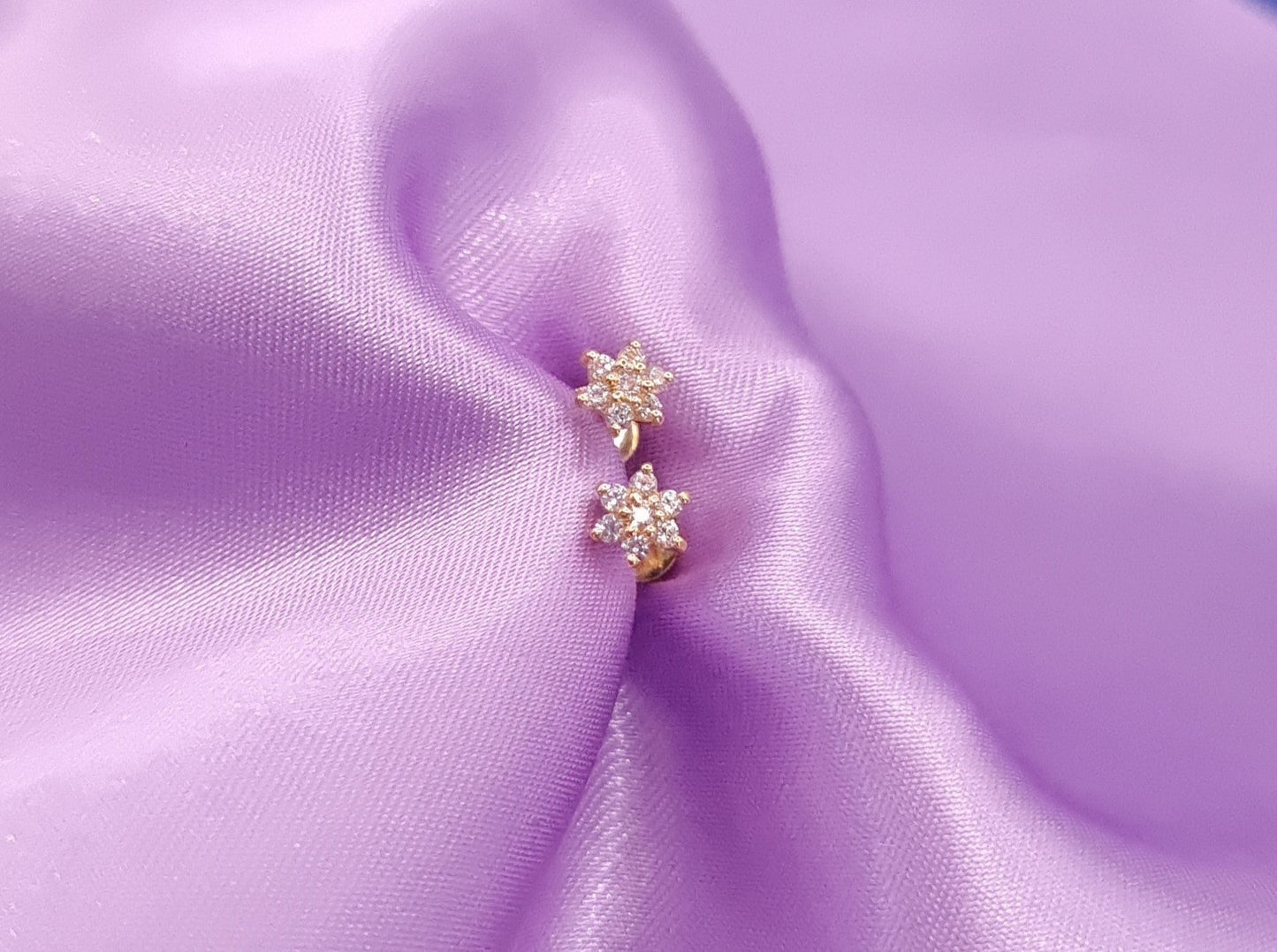 22k solid gold flower earrings