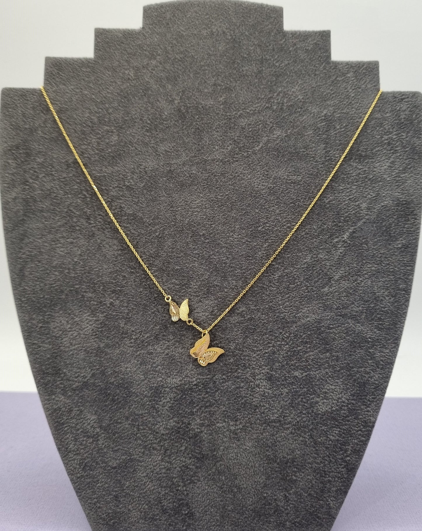 22k solid gold designer necklace with butterfly pendant