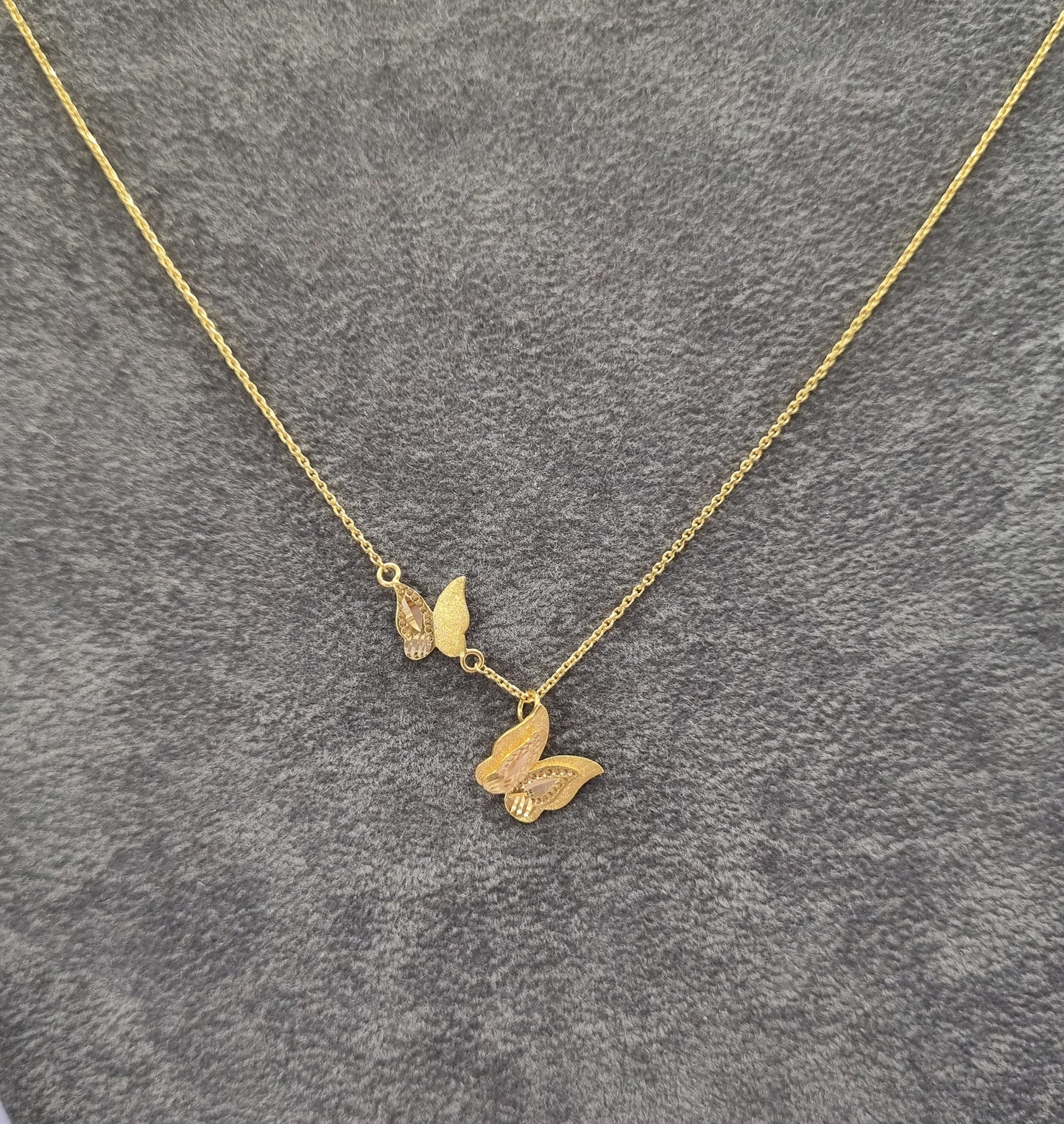 22k solid gold designer necklace with butterfly pendant