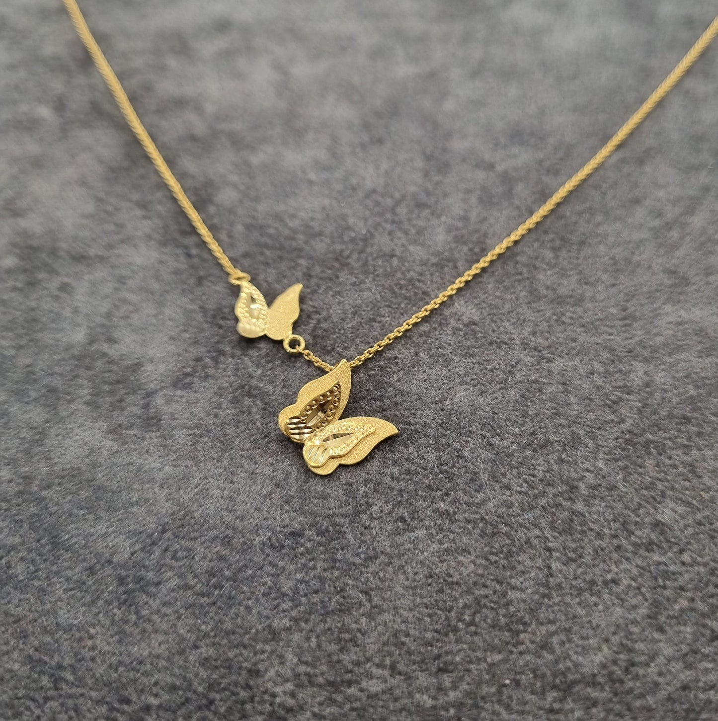 22k solid gold designer necklace with butterfly pendant