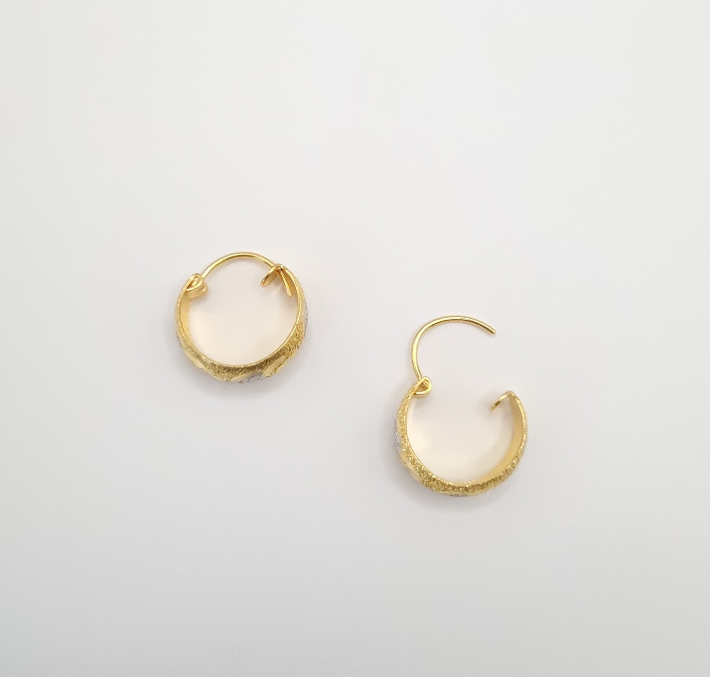 22k solid gold basket hoops earrings, sand blast hoops