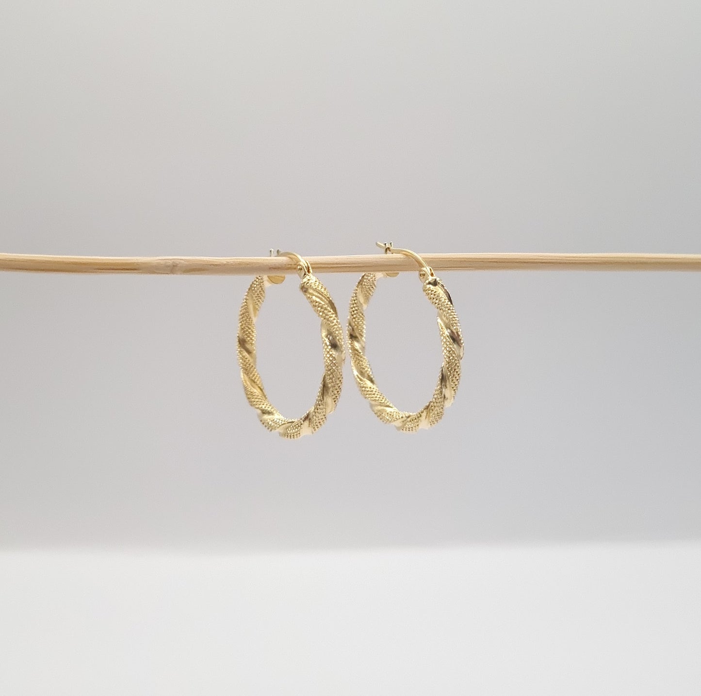 18k solid gold twisted hoops