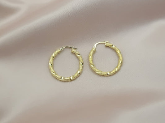 18k solid gold twisted hoops