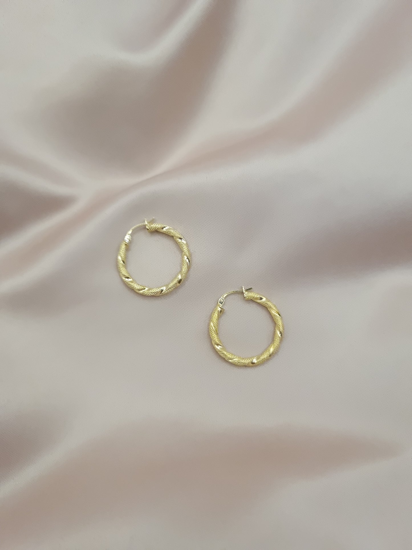 18k solid gold twisted hoops