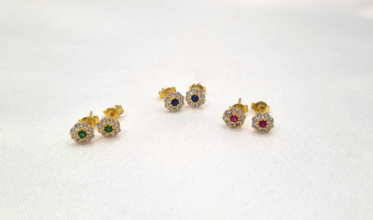 22k solid gold small flower ear studs