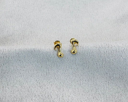 22k solid gold musical note earrings