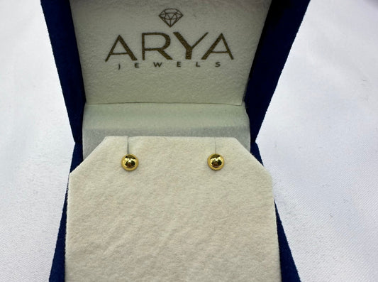 22k solid gold ear studs / half ball earrings