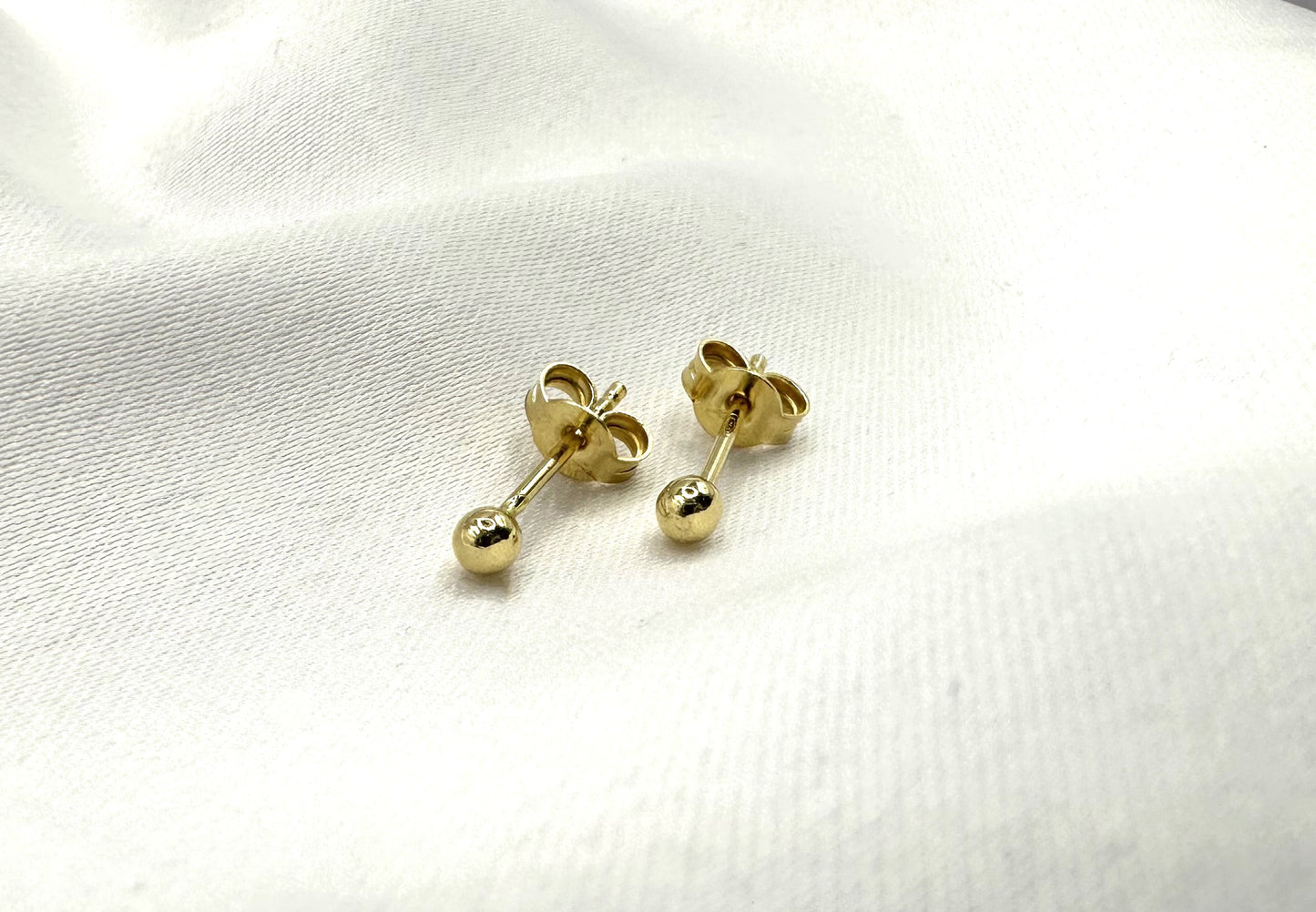 18k solid gold ball earrings, globe earrings