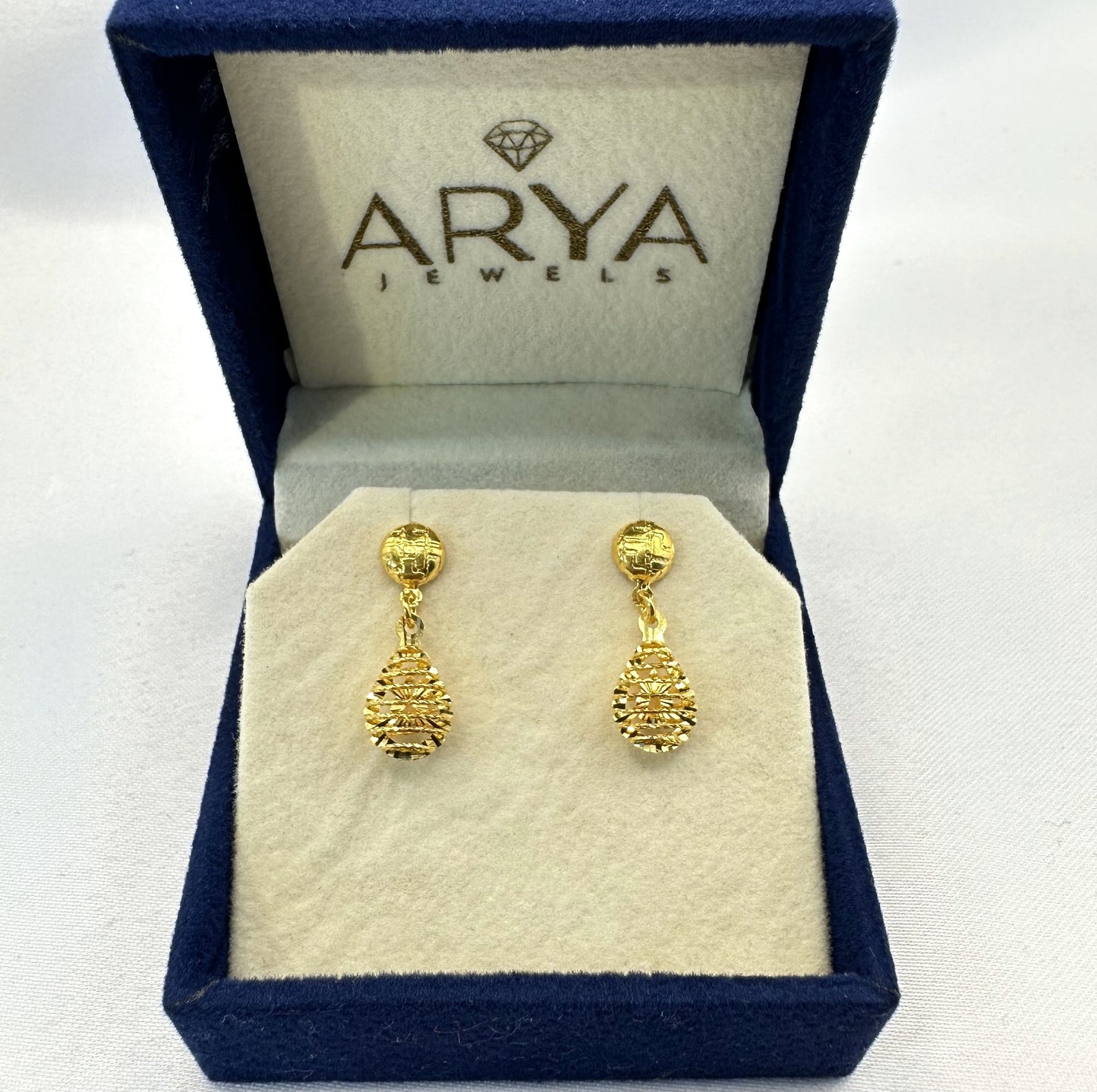 22k solid gold dangle 3D Earrings/ earstuds