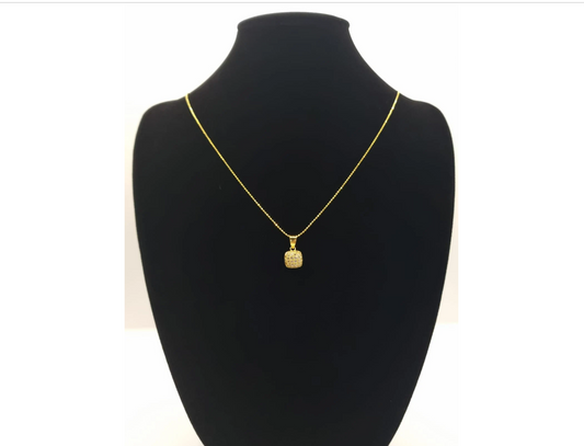 22k solid gold square pendant