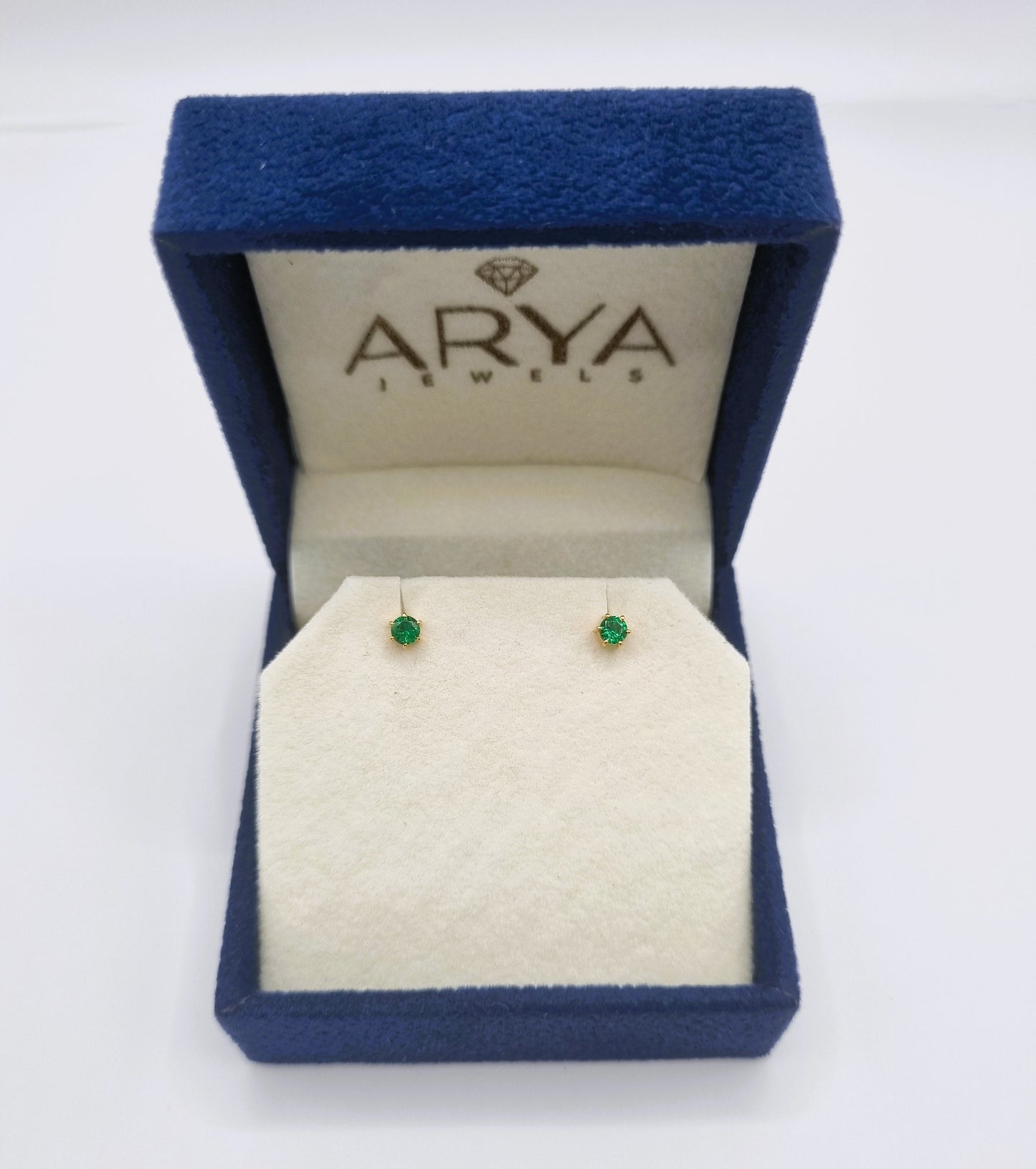 22k solid gold green stone ear studs / stud earrings